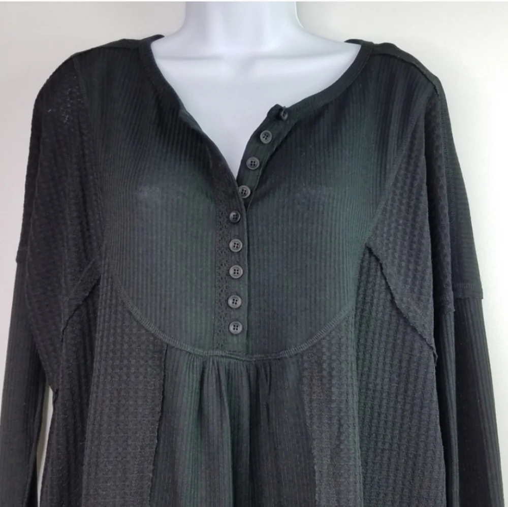 Black Bohemian Long Sleeve Thermal Top